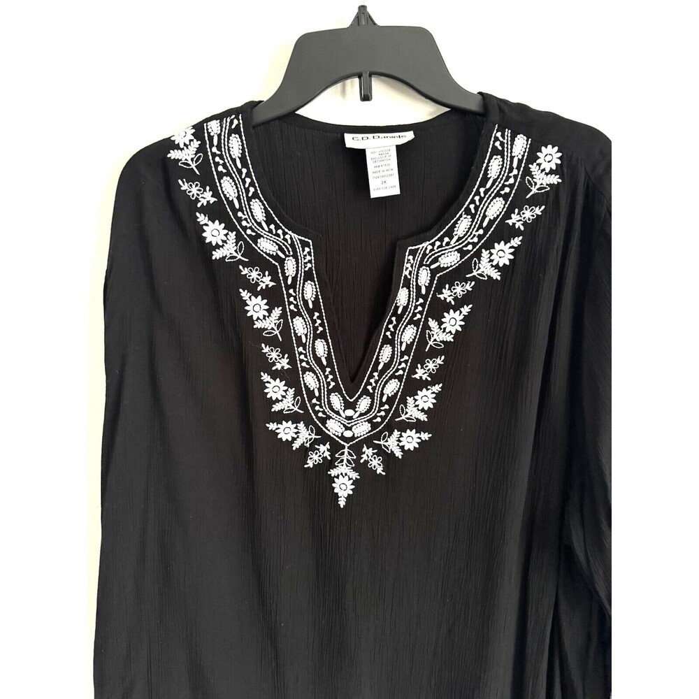 C D Daniels Embroidered Tunic Top Blouse Black Wo… - image 5
